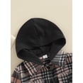 thumbnail image 5 of Seyurigaoka Kids Boys Hooded Coats Autumn Casual Plaids Long Sleeve Button Down Jacket with Front Pockets Children Boys Outerwear 1-6 Years, 5 of 7
