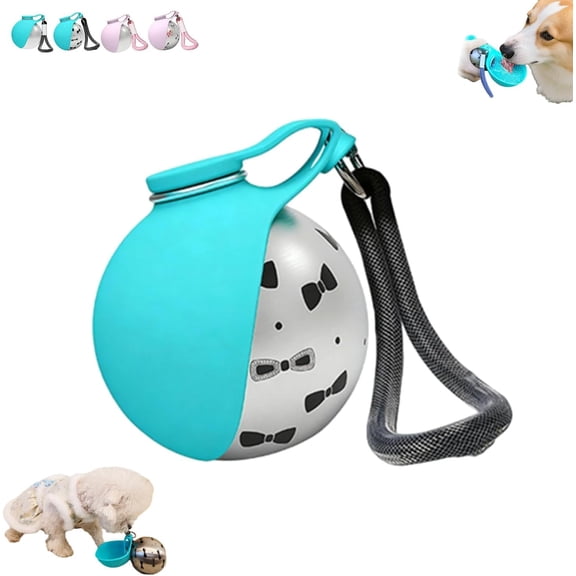 2-in-1 Portable Dog Water Bottle with Foldable Bowl, Leak-Proof Stainless Steel Travel Hydration Dispenser for Pets, Compact for Walking, Camping, Daily Use