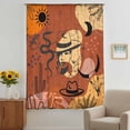 thumbnail image 3 of Western Boho Sheer Curtains 54 Inches Long, Vintage Cowboys Abstract Cactus Plant Orange Light Filering Curtains, Breathable Simi Curtain Privacy Drapes for Kitchen Bathroom Nursery Window Treatment, 3 of 9