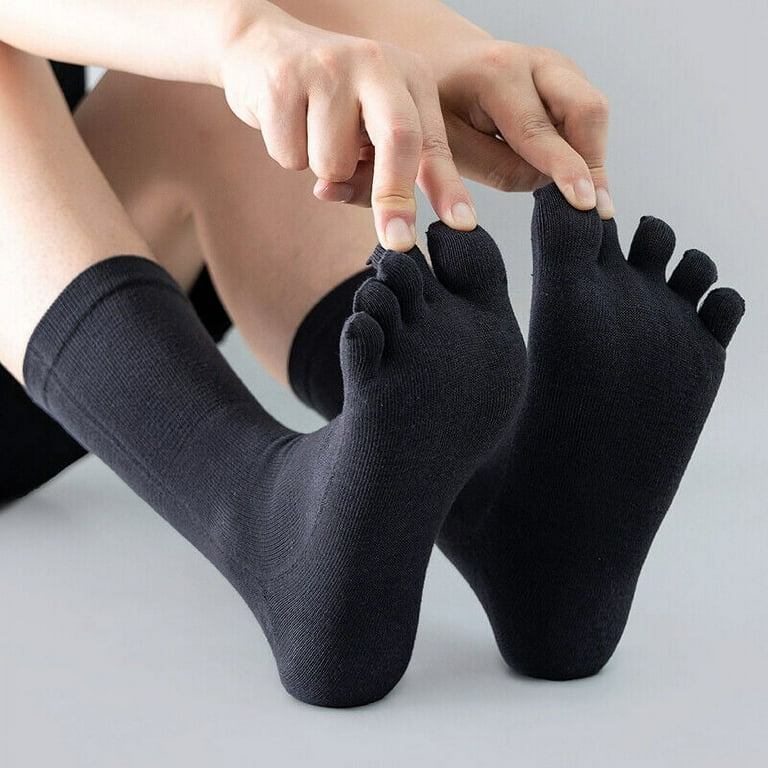1Pair Men Cotton Toe Socks Five Finger Solid Sport Ankle Breathe