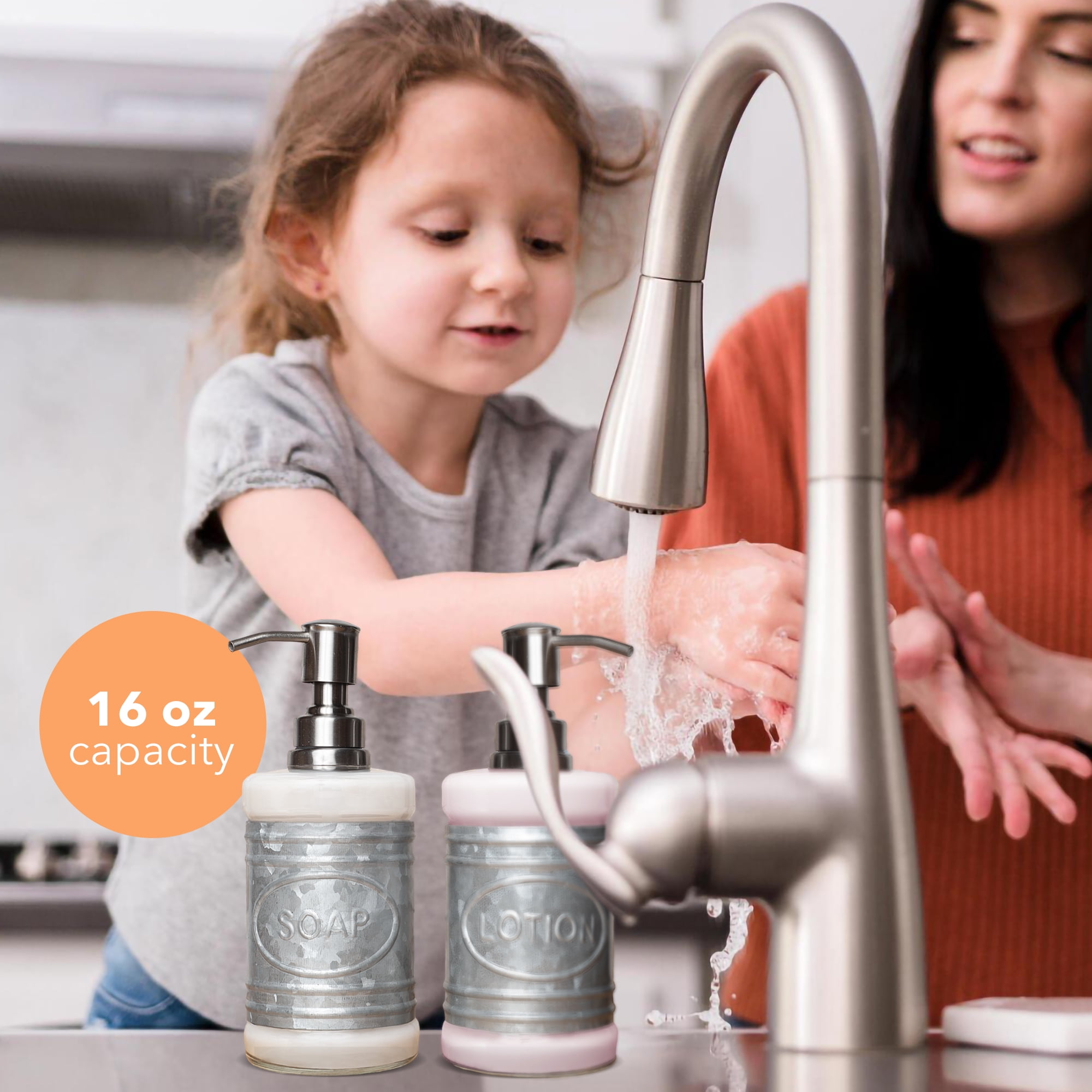 Autumn Alley Glass Soap Dispenser and Lotion Dispenser Set - Farmhouse Bathroom Accessories Set