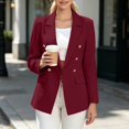 thumbnail image 2 of Qiggri Women's Blazer Lapel Collar Double Breasted Outerwear Long Sleeve Pockets for Spring Fall Office Casual Business Travel L, 2 of 9