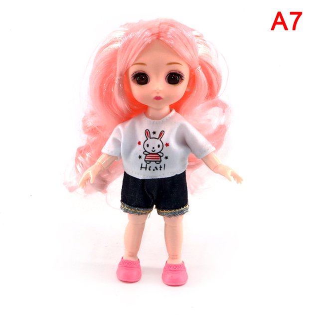 Muñeca BJD de 16CM, ropa de princesa de moda informal, accesorios de traje, decoración desnuda, pelo Multicolor, juguete de regalo para niña(A7 Clothes only