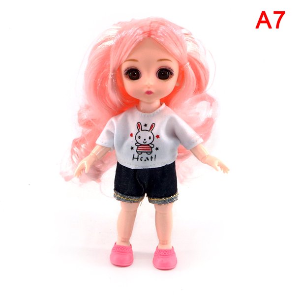 Muñeca BJD de 16CM, ropa de princesa de moda informal, accesorios de traje, decoración desnuda, pelo Multicolor, juguete de regalo para niña(A7 Clothes only