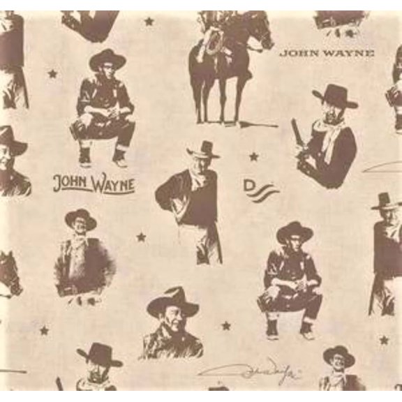 Handmade Valance, Curtain Panel, or Pillow Cover John Wayne Silhouette Tan