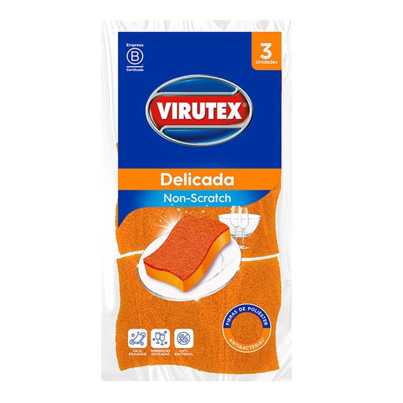 Fibra Esponja Virutex No Raya 3 piezas