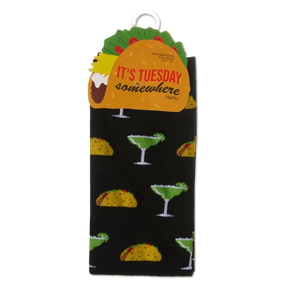 MeMoi It's Tuesday Somewhere Crew Socks - Womens - Female, One Size, Black