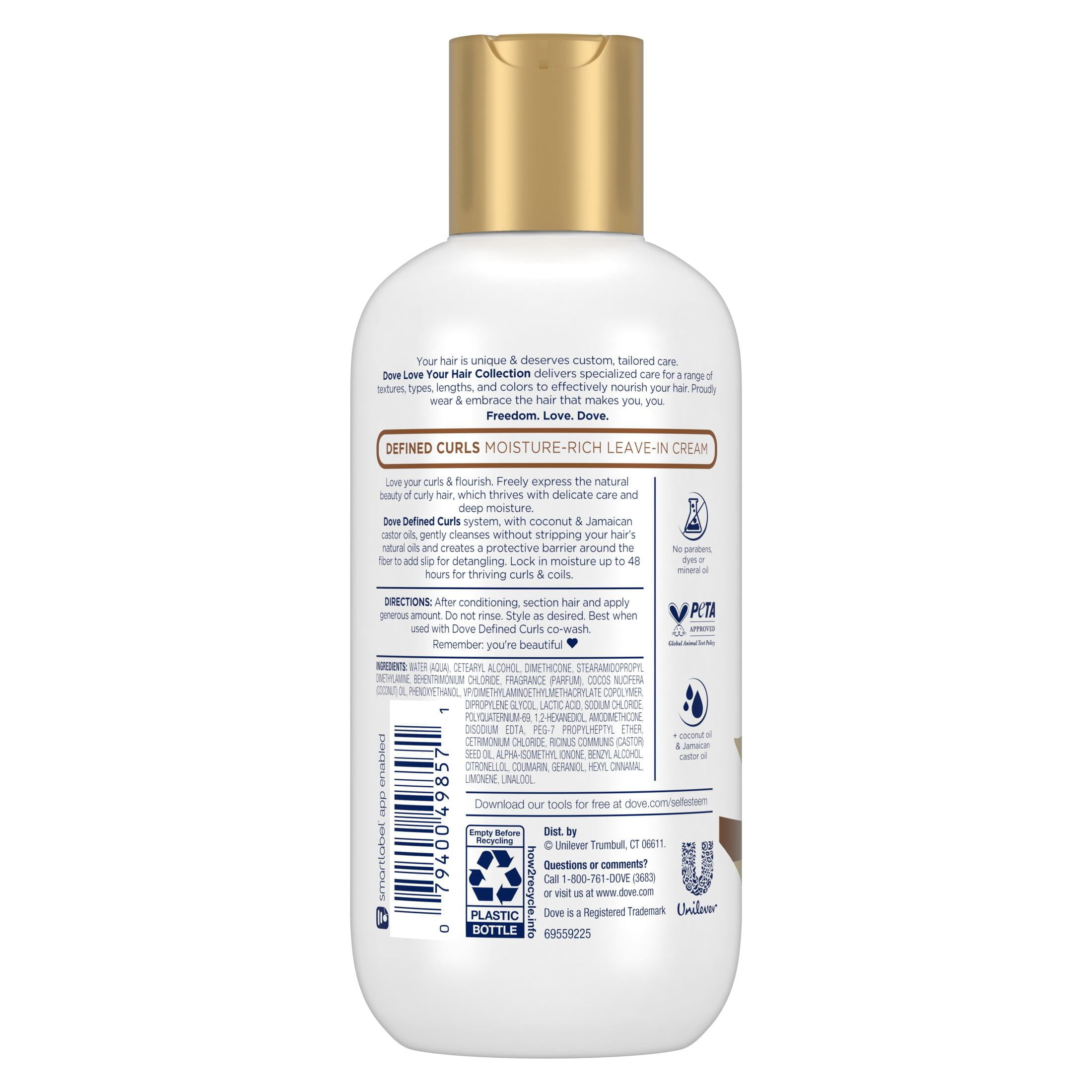 Dove Love Those Bold Curls Hair Styling Cream Leave-In Conditioner, Coconut and Jamaican Castor Oil, 7.5 oz