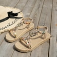 thumbnail image 5 of IUJSOY Womens Sandals Open Toe Braided Flats Slingback Sandals Casual Boho Beach Dress Shoes, 5 of 8