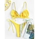 thumbnail image 4 of Traje de baño para mujer, estampado de empalme, cintura alta, secado rápido, ajustado, sin espalda, correas de hombro regulables, trajes de baño divididos para verano, amarillo, M, 4 of 7
