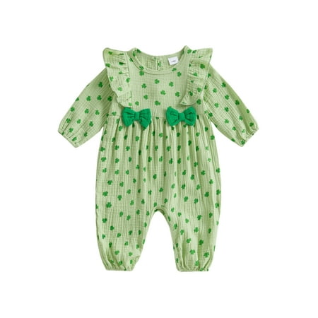 

YiLvUst Baby Girls Rompers Ireland Clothes Clover Print Spring Bodysuits