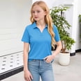 thumbnail image 4 of XADYUY Golf Shirts for Girls 7-8 Short Sleeve V-Neck Polo Shirts Quick Dry Solid Color School Uniform Shirts Comfortable Collared Tshirts for Kids Girls,Blue,11-12Years, 4 of 5