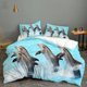 thumbnail image 1 of 3D Blue Sea Animal Dolphin Funda nórdica Juego de cama Funda nórdica Fundas de almohada, 1 of 3
