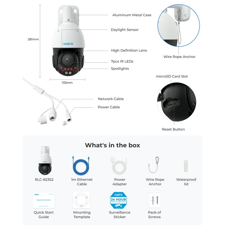 Reolink 8MP 4K PTZ PoE Security Camera with 16X Optical Zoom, 360