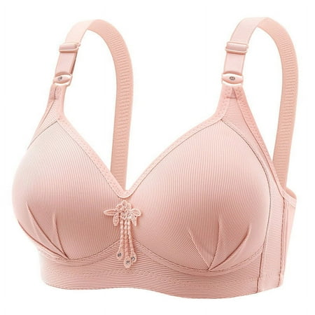 TrendVibe365 Bras for Women No Underwire Push up Plus Size Wirefree Push up Bralette Padded Triangle Adjustable Strap Corset Full Coverage Crop Cami Top Comfortable Shapewear Pink 3XL