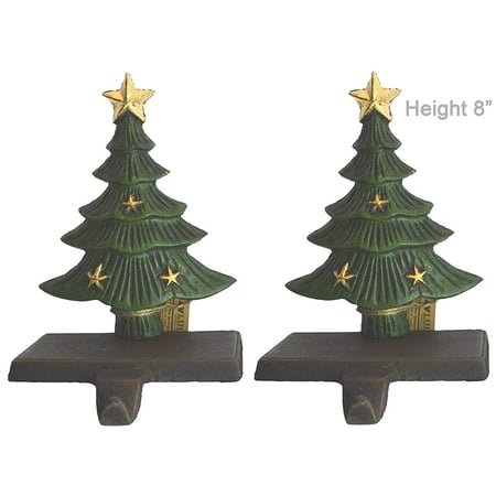 2 Piece Stockings (LuLu Decor, Cast Iron Decorative Christmas Tree Stocking Holder, Solid, Beautiful, 2 Piece, Perfect, Stocking Hanger (2 Trees)