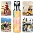 thumbnail image 5 of Pinkish Green Yellow Tie Dye Sports Bottle with Straw Stainless Steel Water Jug Portable Thermal Cup Leak-proof 600ML, 5 of 9