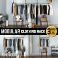 thumbnail image 2 of PIPE DECOR 76 3/8" Black Steel Wall- and Floor-Mounted Modular Pipe Clothing Rack Kit, DIY Industrial Open Wardrobe for Home or Retail Spaces, 2 of 9