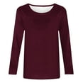 thumbnail image 4 of Chbgutlmr Long Sleeve Shirts for Women Dressy Casual Basic Solid Color Tops Crewneck Comfy Blouses Fall, 4 of 5