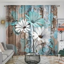 WNOOHIY Vintage Rustic Wooden Daisy Print Curtains for Bedroom,Dining Room, Living Room,2 Panels