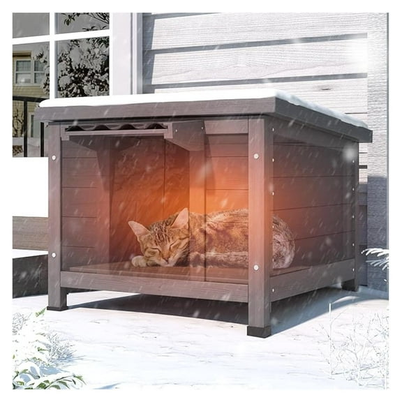 Outdoor Cat House, Insulated Indoor Feral Cat Shelter Waterproof with Raised Floor, Large Outside Feral Cats Enclosure For Multiple Felines, Insulation Cats Condos, 21.3" L x 19.9" W x 18.9" H