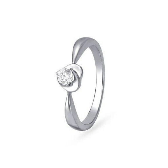 Minimalist Simple Solitaire Diamond Ring 1.6 Ct Round Diamond 14K White Gold Over