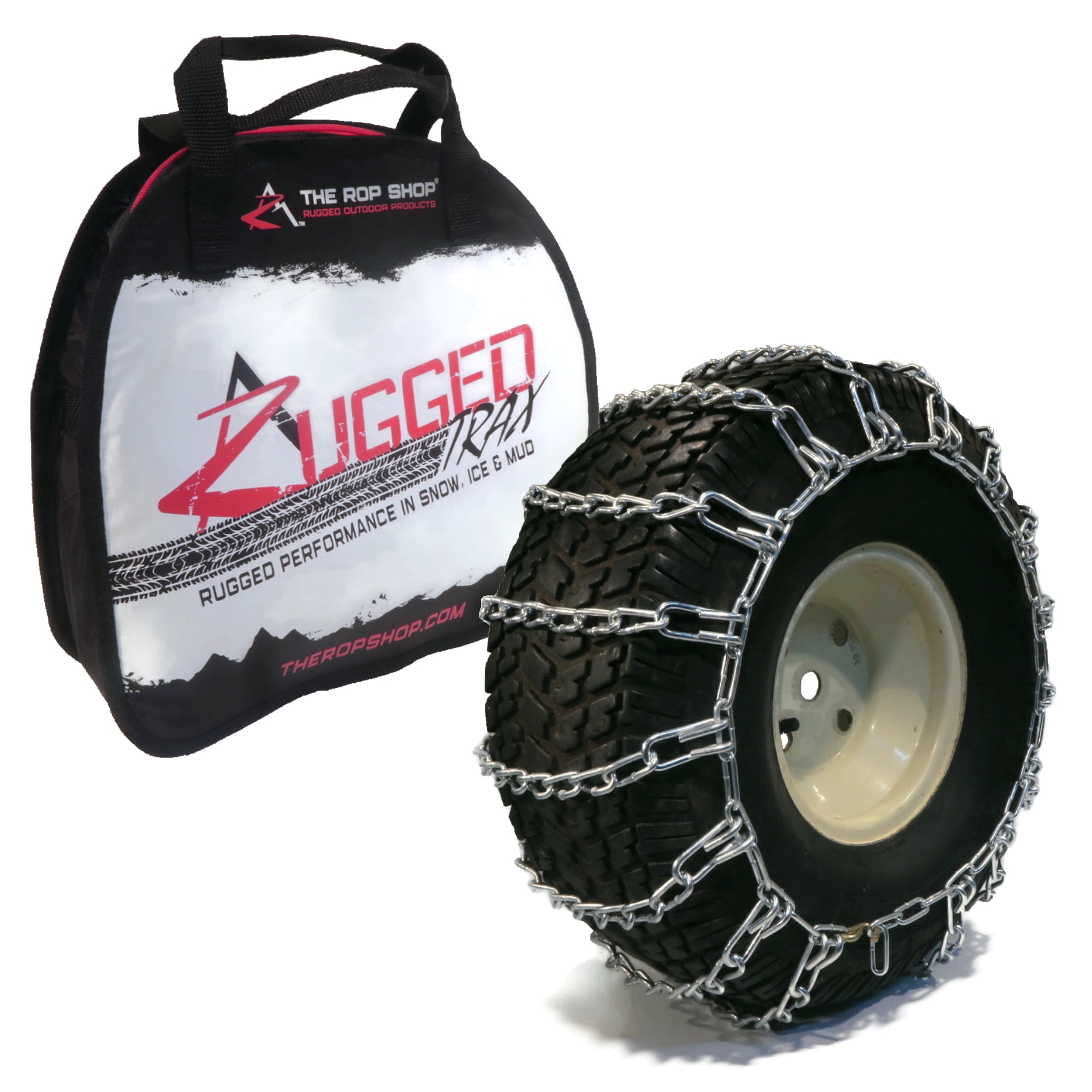 The ROP Shop New Pair 2 Link TIRE Chains 18x8.50x8 for Garden Tractors/Riders/Snowblower 