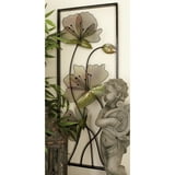 DecMode Black Metal Floral Wall Decor with Black Frame (2 Count