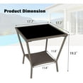 thumbnail image 3 of Kinbor Patio Tables Wicker Coffee Table, Outdoor Side Table Square Tempered Glass Top with Storage, Sesame Color, 3 of 9