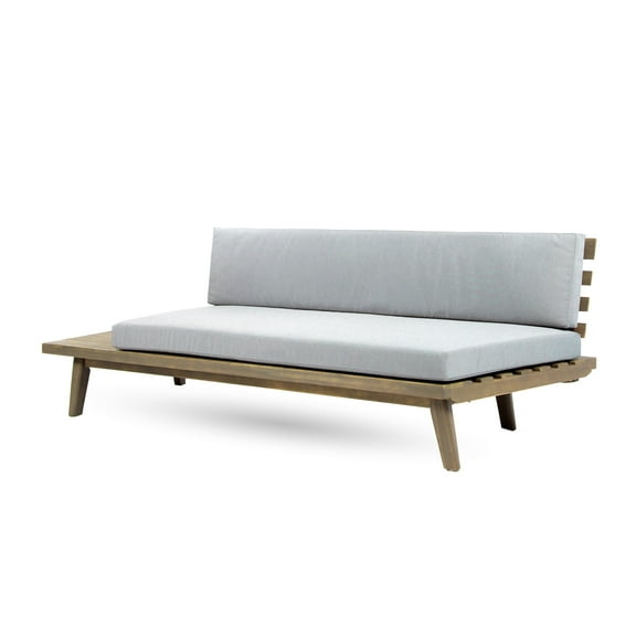 Outdoor 2-Seater Sofa, 76 Inch Slatted Acacia Wood w Built in Table
