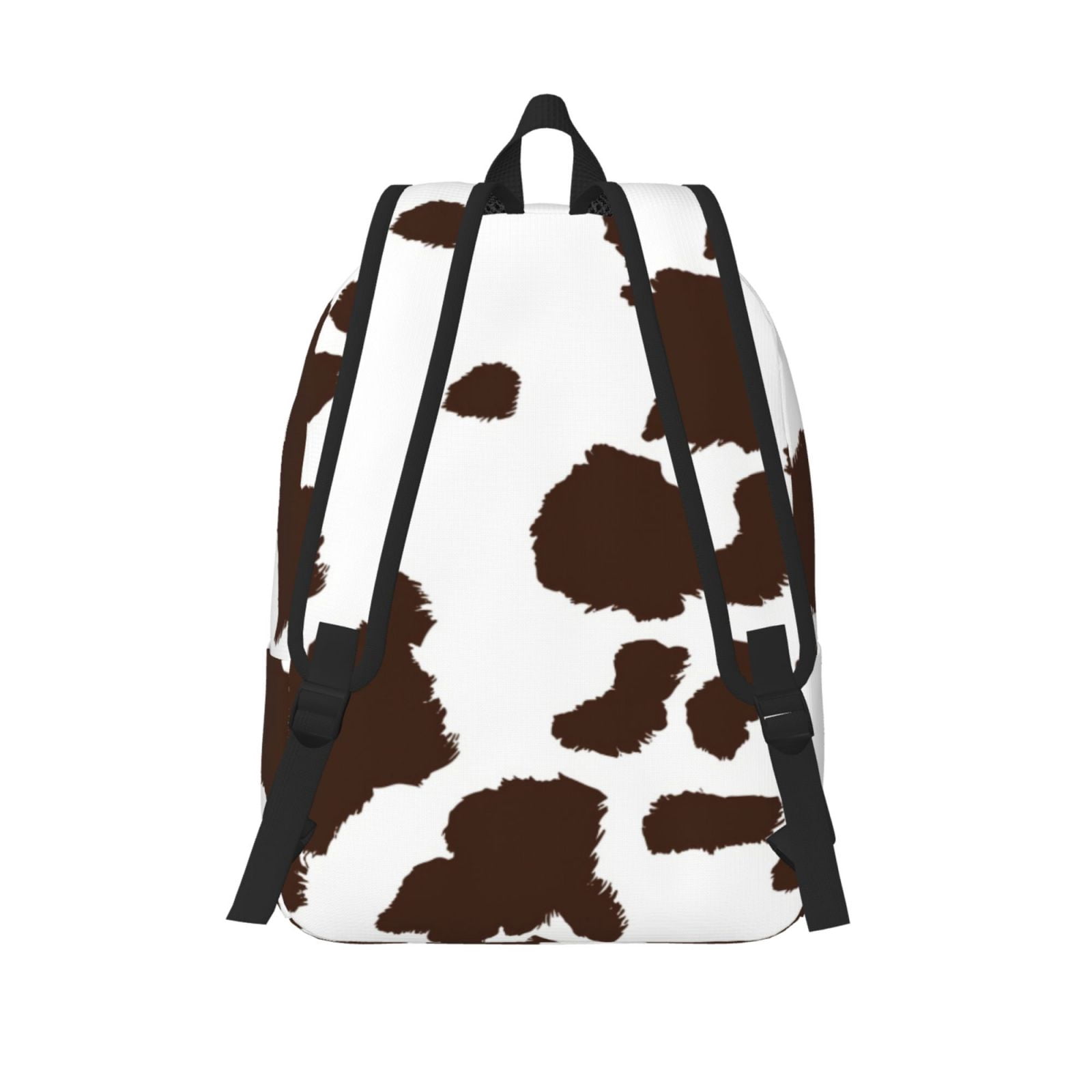 Picia Brown Cow Printed Canvas Daypack - Stylish and Durable Vintage Compact Backpack - Class, Work, Travel, or Laptop Bookbag,Organized Compartments-Small