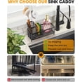 thumbnail image 3 of Kitchen Sink Caddy with Water Absorbent Diatomite Stone Sink Tray, Fast Drying Sink Organizer with High Dish Brush Holder Sponge Holder for Kitchen Sink, Stainless Steel, 3 of 7