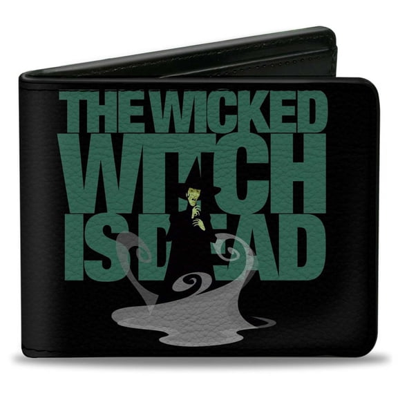Movies Wallet, Bifold, The Wizard of Oz The Wicked Witch is Dead Quote Black Greens, Vegan Leather