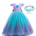 thumbnail image 1 of Disney Girl Princess Mermaid Ariel Costume Cosplay Children Luxury Embroidery Dress For Carnival Halloween Party Kids Vestidos7-8T(Tag 140) Gao Jinjia LED, 1 of 2