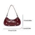 thumbnail image 2 of Bolsos con tachuelas Bolso de hombro PU Cuero Y2K Bolsa de axilas para mujeres (rojo), 2 of 9