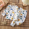 thumbnail image 2 of TOWED22 Infant Toddler Fall Clothes 2Pcs Set Long Sleeve Cute Print Round Neck Pullover Top Thick Sweatpants Warm Outfits(Blue,1-2 Y), 2 of 5