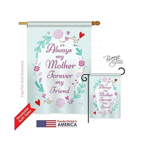 Breeze Decor 15115 My Mother, My Friend 2-Sided Vertical Impression House Flag - 28 x 40 in.