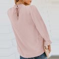 thumbnail image 4 of Top de mujer Diseño de tejido de gasa de color puro con correa trasera Blusa de camisa con mangas abullonadas para vacaciones de otoño Rosa M, 4 of 6