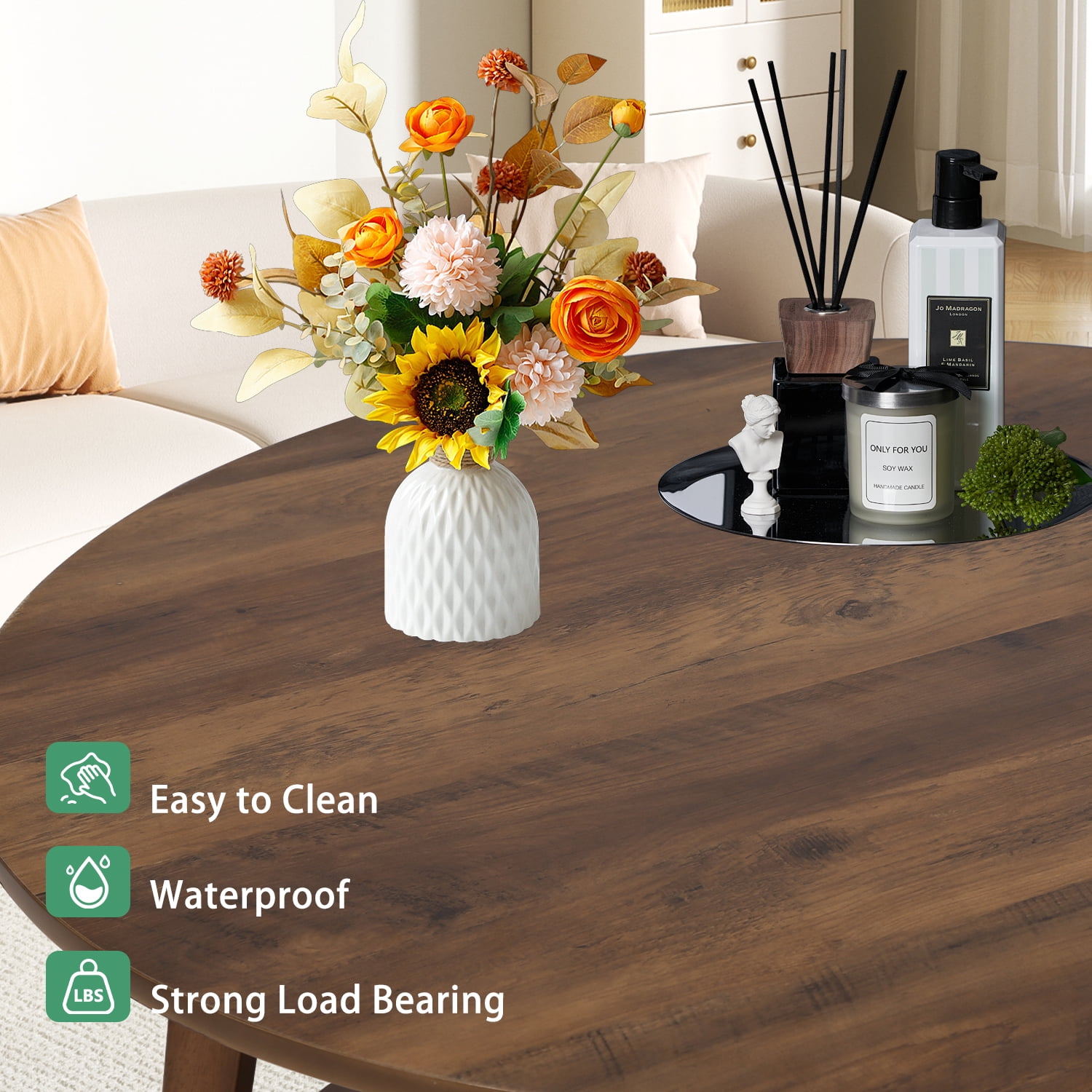 CL.HPAHKL Round Coffee Table, 31.5'' Wooden Circle Coffee Table with Storage, 2-Tier Center Table for Living Room, Apartment, Small Space, Brown