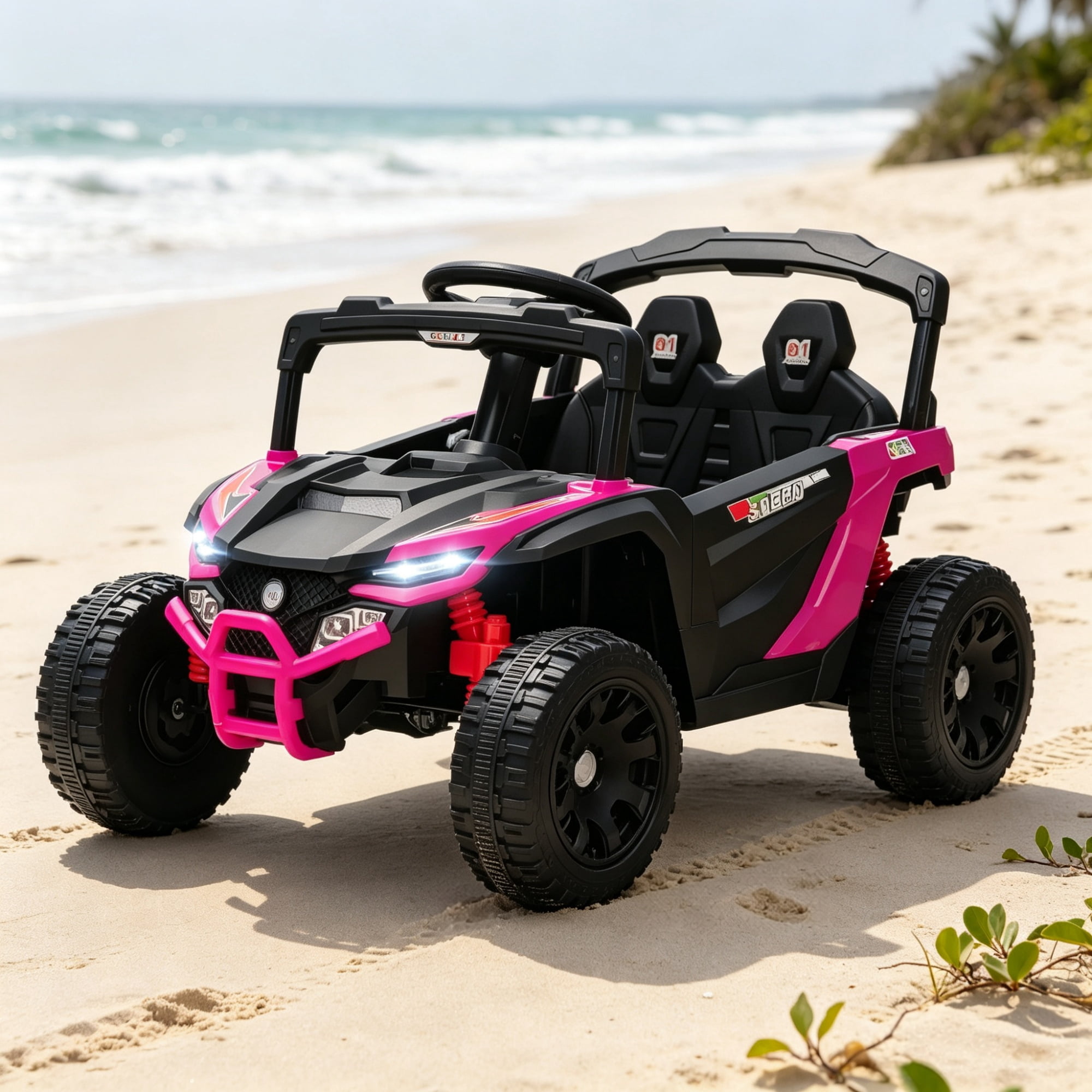 12V Electric Kids UTV Ride On Truck, Battery Powered with Rear Suspension, Parental Remote for Toddlers 3-5Y, Pink