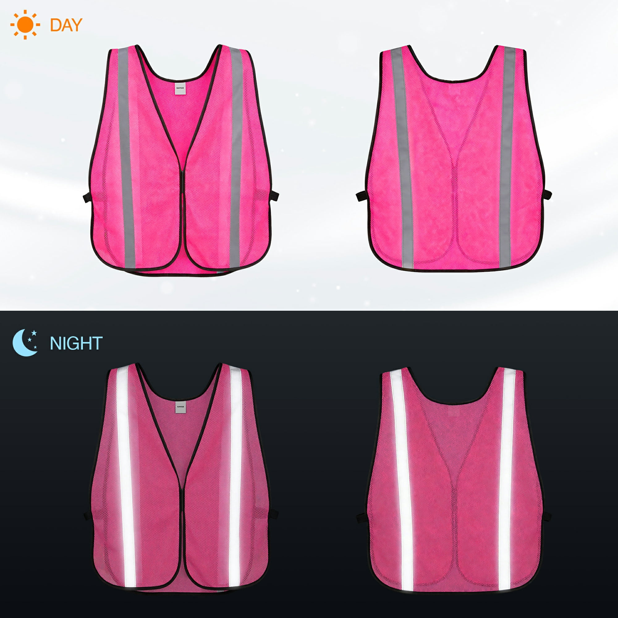 KAYGO Reflective High Visibility Safety Vest, KG0008-10 Silver Stripe, for Men and Women