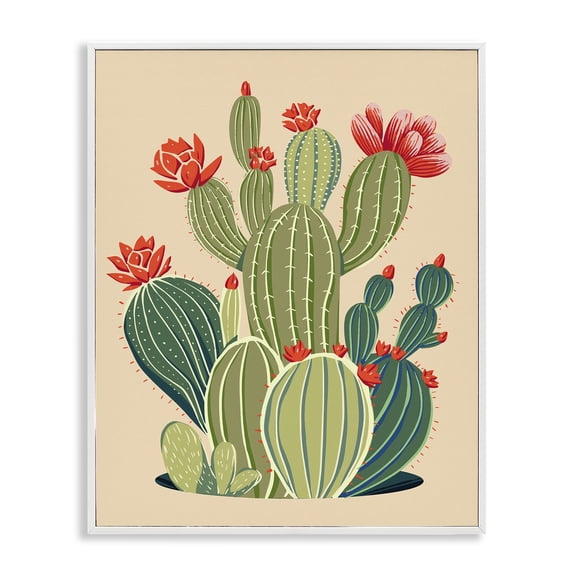 Stupell Industries Contemporary Whimsical Cactus Flower Vegetation White Framed Giclee Art, 11 x 14, by Ziwei Li