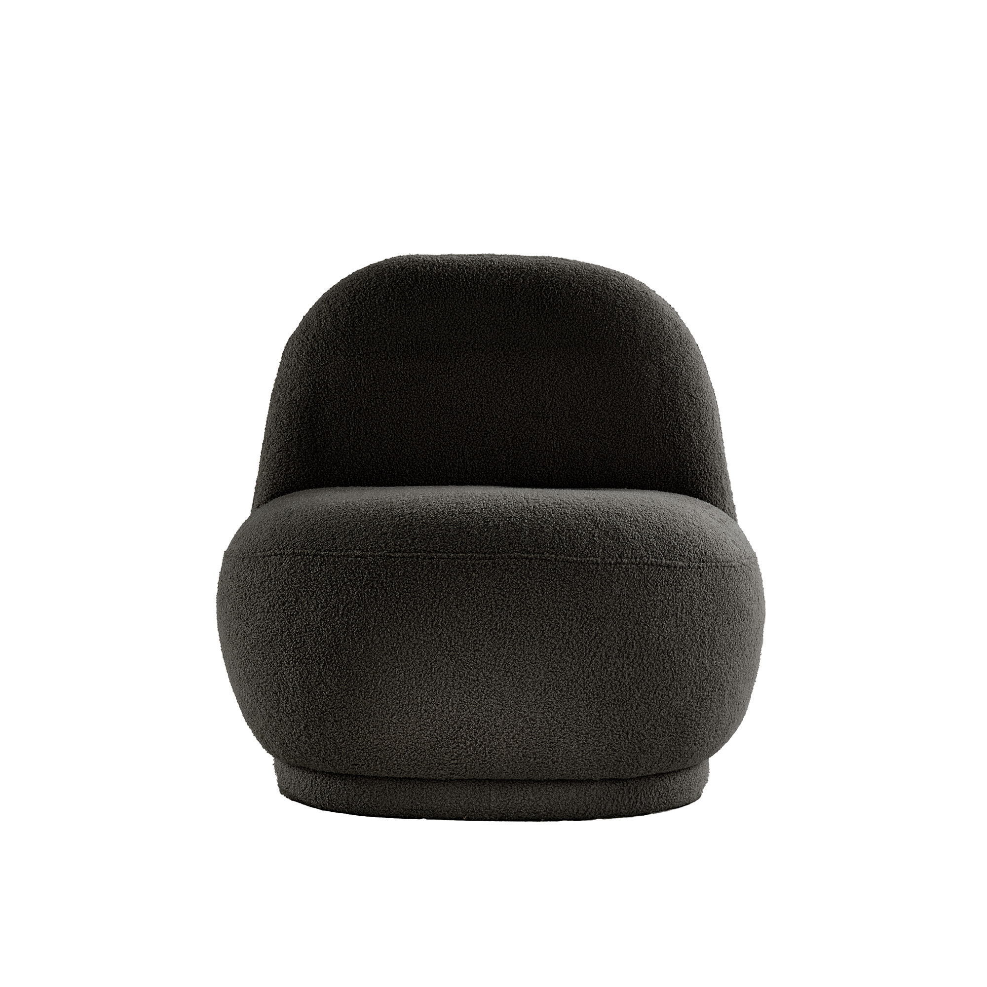 Weston Home Lompoc Modern Boucle Accent Chair with Rounded Design and Lumbar Pillow, Black
