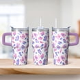 thumbnail image 2 of Double Wall 20oz Geometric Pattern Insulated Tumbler, Stainless Steel Travel Coffee Mug with Handle Leak Proof with Straw, 2 of 5