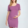 thumbnail image 2 of Zwiiyzr 2025 Women's Maternity Dress Striped Slim Short Sleeve Tank Dresses Scoop Neck Pregnancy Bodycon Dress for Casual Wear Hot Pink, 2 of 7
