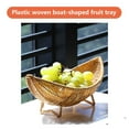 thumbnail image 4 of Yonrjhukm Boat Shaped Oval Fruit Basket Rattan Bread Tray Straw Woven Candy Plate Wicker Food Basket Snack Serving Holder Home Party Table Centerpiece Storage Organizer Baskets, 4 of 7