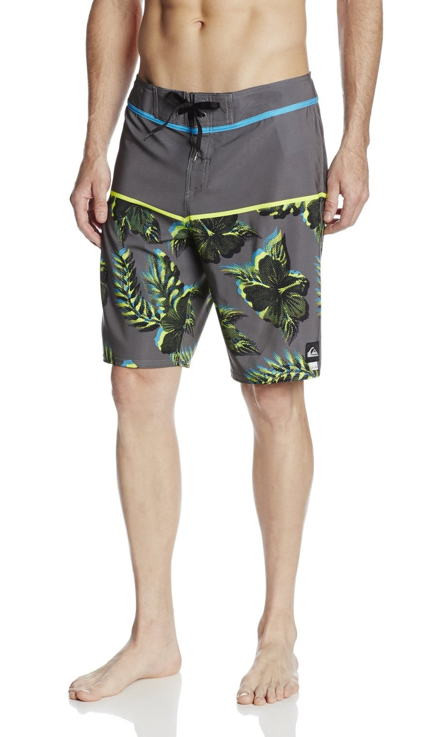 quiksilver board shorts men's tropical color kpc6 grey print 20 inches long 