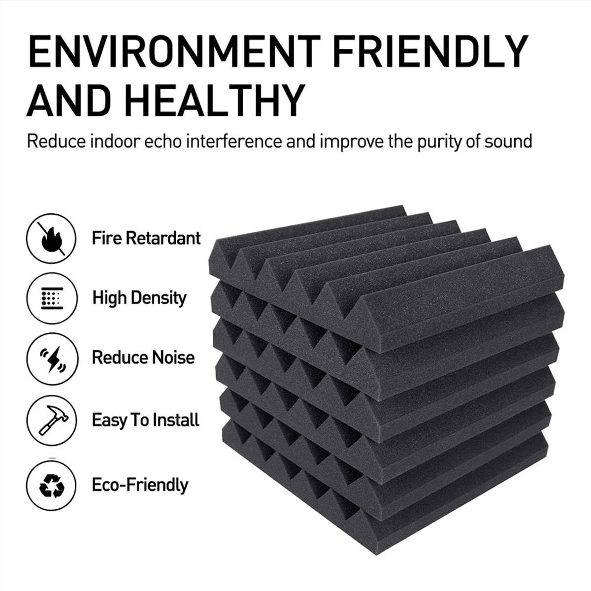 24 Packs Acoustic Foam Panels Wedge 2 X 12 X 12 Inch, Soundproofing Foam Noise Cancelling Foam for Home Office Recoding