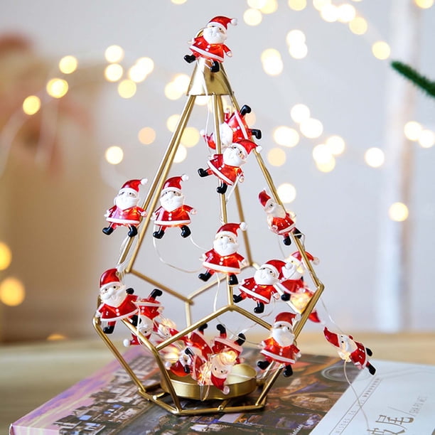 pstuiky Guirnalda de luces navideñas con muñeco de nieve y Papá Noel