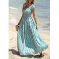 thumbnail image 4 of PRETTYGARDEN Women's Boho Maxi Dress Summer Cap Sleeve Long Flowy Beach Vacation Floral Sundresses Spring Resort Wear, 4 of 8
